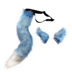 Hårklämmor Tuppstjärt Djur Element Justerbar Fuskpäls Enfärgad Varg Svans Öron Krage För Cosplay (Camel)><noscript><img width=