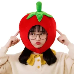Härlig Tomatformad Plyschhatt Roliga Frukt Gosedjur Huvudbonad Varm Öronlappsmössa Performance Cosplay Party Fotorekvisita> Huvudbonader