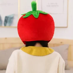 Härlig Tomatformad Plyschhatt Roliga Frukt Gosedjur Huvudbonad Varm Öronlappsmössa Performance Cosplay Party Fotorekvisita><noscript><img width=