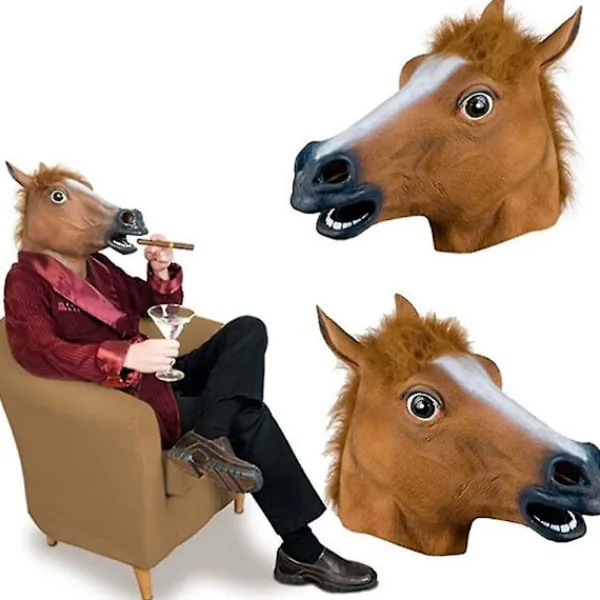 Hästhuvud Mask Cosplay Kostymfest Rolig Och Lustig Halloween Hästhuvud Mask Huvudbonad Lnu Ma Jun> Masker