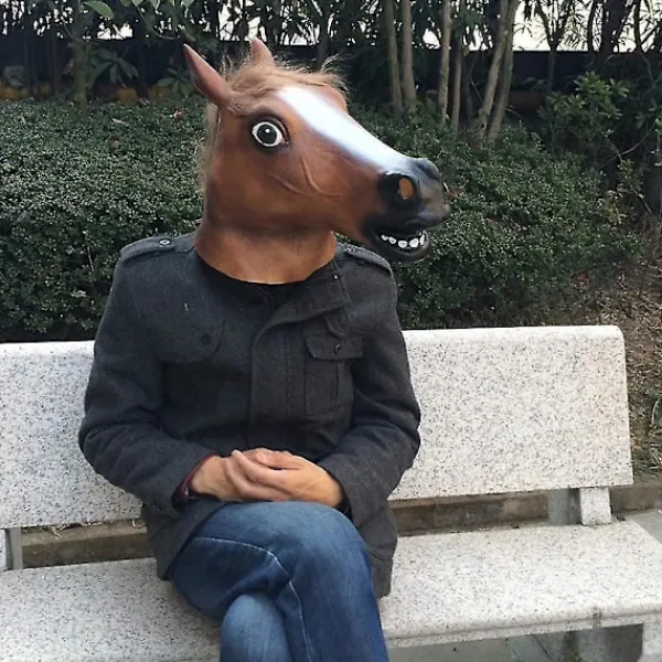 Hästhuvud Mask Cosplay Kostymfest Rolig Och Lustig Halloween Hästhuvud Mask Huvudbonad Lnu Ma Jun> Masker