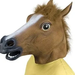 Hästmask av gummi, brun, Hästhuvudmask av latex, Kostym Gangnam Style Dance (Brun)> Masker