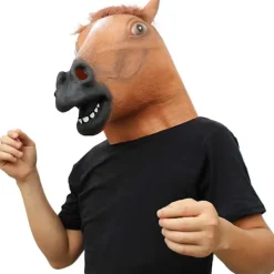 Hästmask Partykläder Hästhuvudmasker för Vuxna Män Maskerad (Brun)> Masker