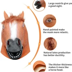 Hästmask Partykläder Hästhuvudmasker för Vuxna Män Maskerad (Brun)><noscript><img width=