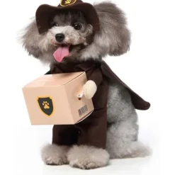 Hund Halloween-kostym - Skojig Cosplay-outfit för små till medelstora hundar och katter med hatt inkluderad - Kläder för Halloween-fest (Brevbärare Brun, XL) | Fyndiq> Dräkter