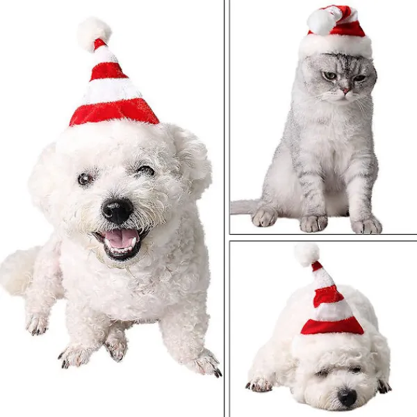 Hund Röd Och Vit Randig Mössa Husdjur Jul Artiklar Semester Mössa> Huvudbonader