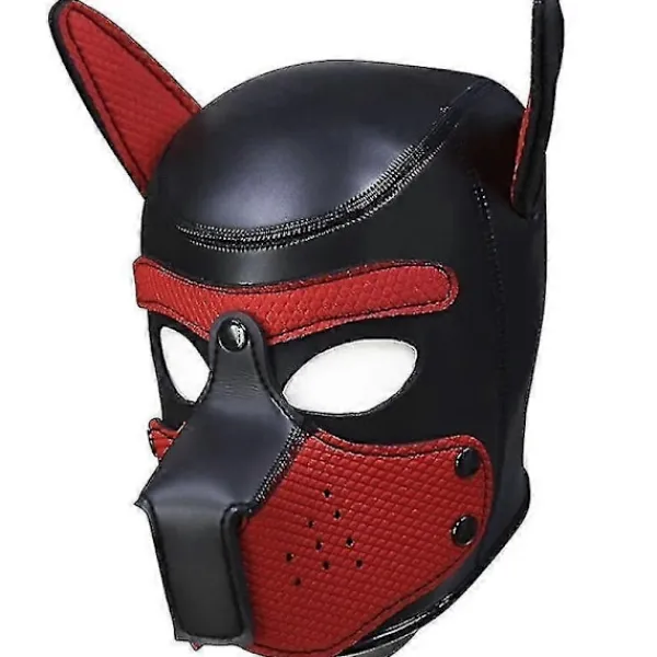 Hundmask med Öron Mjukt Gummi Djur Hundmasker Helhuvud Valpmask Vuxna Nyhet Kostym för Cosplay Fest Ny Svart-Perfet> Masker