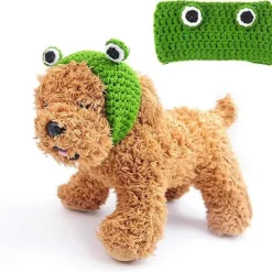 Husdjursmössor, Kattmössor Grodhuvudband Cartoon Stickad Hundmössa Kostym för Valp Liten Hund Katt><noscript><img width=