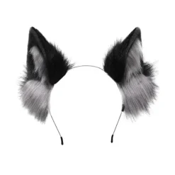 FMYSJ Huvudband med fluffiga vargöron Cosplay-rekvisita Huvuddekoration Unisex Halloweenfest Maskeradhuvudband (FMY)> Huvudbonader