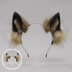FMYSJ Huvudband med fluffiga vargöron Cosplay-rekvisita Huvuddekoration Unisex Halloweenfest Maskeradhuvudband (FMY)><noscript><img width=