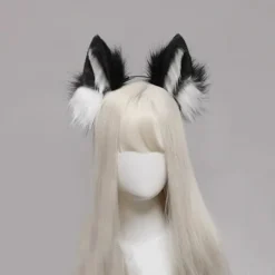 FMYSJ Huvudband med fluffiga vargöron Cosplay-rekvisita Huvuddekoration Unisex Halloweenfest Maskeradhuvudband (FMY)><noscript><img width=