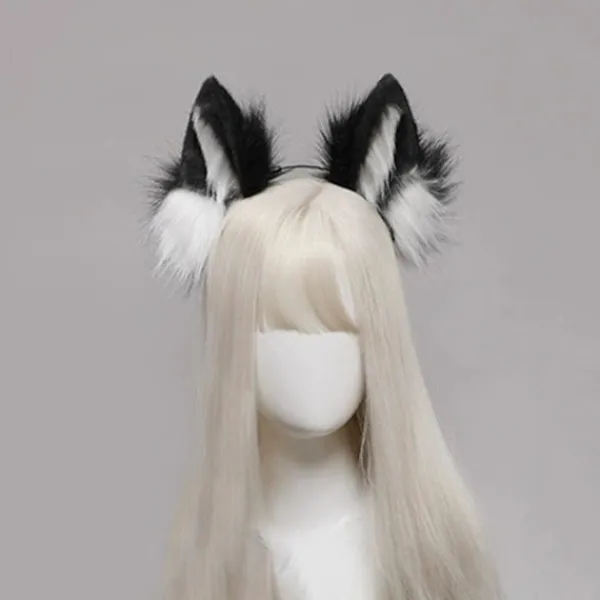 FMYSJ Huvudband med fluffiga vargöron Cosplay-rekvisita Huvuddekoration Unisex Halloweenfest Maskeradhuvudband (FMY)> Huvudbonader