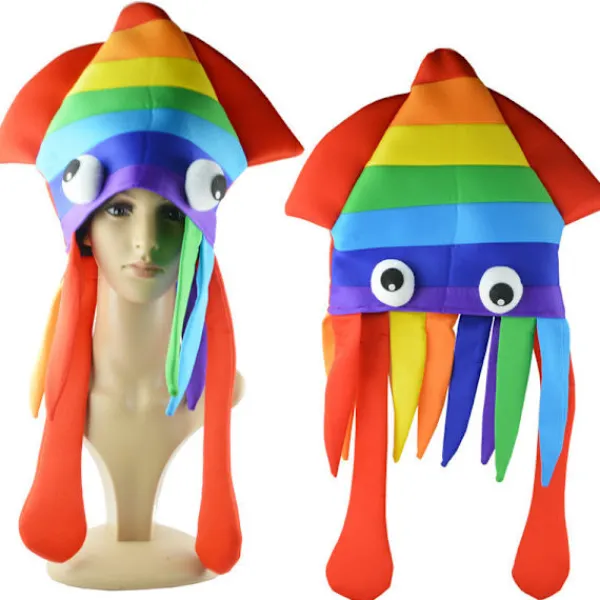 Huvudbonad rolig hatt (färgglad bläckfisk), Halloween online röd ph> Huvudbonader