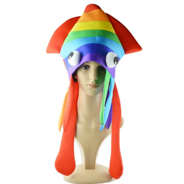 Huvudbonad rolig hatt (färgglad bläckfisk), Halloween online röd ph> Huvudbonader