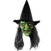 Häxansiktsmask med hår och hatt Latex Gammal Häxansiktsmask Halloweenfest Läskig Häxdräkt Utklädningsrekvisita> Masker