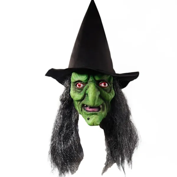 Häxansiktsmask med hår och hatt Latex Gammal Häxansiktsmask Halloweenfest Läskig Häxdräkt Utklädningsrekvisita> Masker