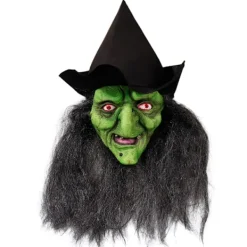 Häxansiktsmask med hår och hatt Latex Gammal Häxansiktsmask Halloweenfest Läskig Häxdräkt Utklädningsrekvisita><noscript><img width=