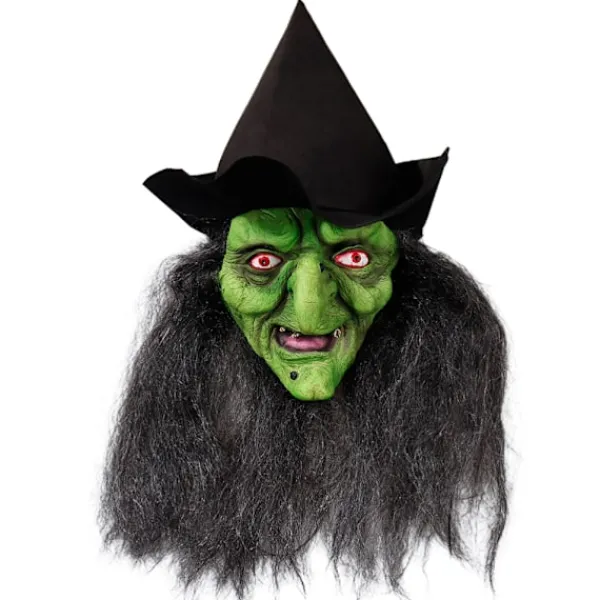 Häxansiktsmask med hår och hatt Latex Gammal Häxansiktsmask Halloweenfest Läskig Häxdräkt Utklädningsrekvisita> Masker