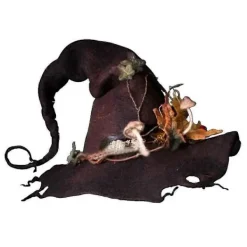 Häxhatt Blomranka Filtmössa Cosplay Performance Prop Halloweenfest Vuxen Brun> Huvudbonader