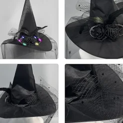 Häxhatt för Halloweenfest - Transparent spetsig hatt - Cosplay-accessoar - Unik häxhatt><noscript><img width=
