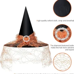 Häxhatt för kvinnor, spetsnät, elegant dräkt, trollkarl kostymtillbehör för cosplayfester -yux><noscript><img width=