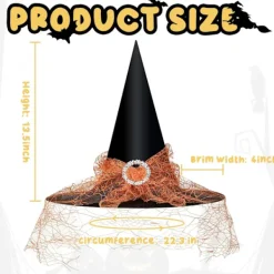 Häxhatt för kvinnor, spetsnät, elegant dräkt, trollkarl kostymtillbehör för cosplayfester -yux><noscript><img width=