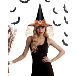 Häxhatt för kvinnor, spetsnät, elegant dräkt, trollkarl kostymtillbehör för cosplayfester><noscript><img width=