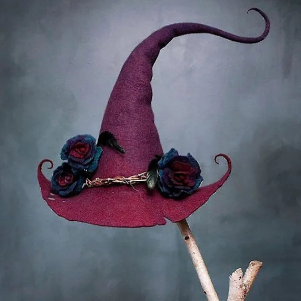Häxhatt Halloween Party Filt Häxhattar, Justerbar Häxhatt Halloween Häx Cosplay Rekvisita Fest (hy)(Röd)> Huvudbonader
