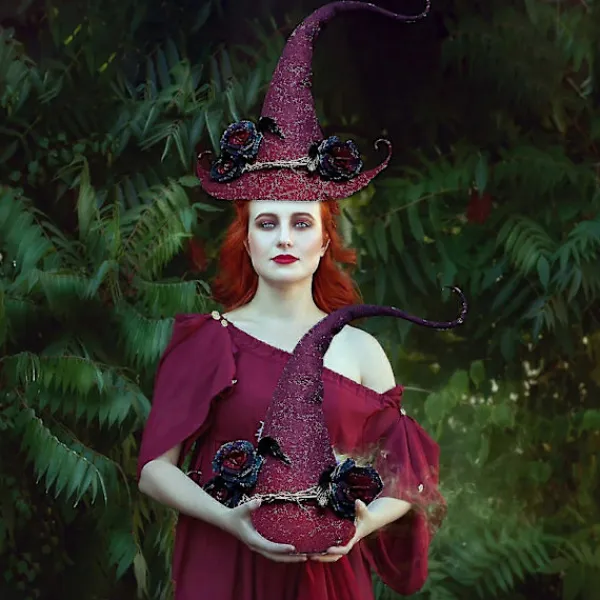 Häxhatt Halloween Party Filt Häxhattar, Justerbar Häxhatt Halloween Häx Cosplay Rekvisita Fest (hy)(Röd)> Huvudbonader