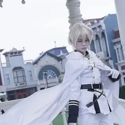 Hyakuya Mikaela Cosplay Kostym Outfit Seraph Of The End Vampire Reign Kostym Uniform Vit Med Peruk Halloween -a L><noscript><img width=