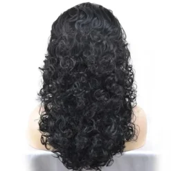 no brand IC Dam Ultravolymiga Lockiga Fleeceperuk med Svartbruna Höjdpunkter för Karneval och Halloween><noscript><img width=