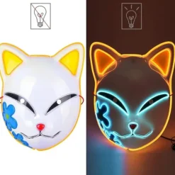 no brand IC Demon Slayer LED-mask Cosplay Lysande Mask Anime Demon Slayer Cosplay Maskerad Halloween Klä upp> Masker