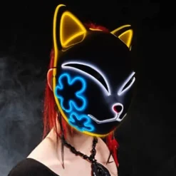IC Demon Slayer LED-mask Cosplay Lysande Mask Anime Demon Slayer Cosplay Maskerad Halloween Utklädnad><noscript><img width=