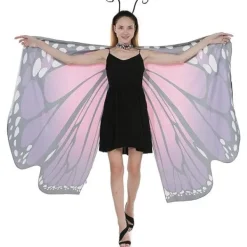 no brand IC Fjärilsvingar Cape-sjal med spetsmask och pannband med svart sammetsantenn> Tillbehör