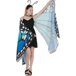 no brand IC Fjärilsvingar Kap-sjal med spetsmask och pannband med svart sammetsantenn><noscript><img width=