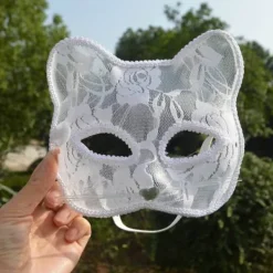 IC Halloween Cosplay Fox Mask Spets Sexig Ögonmask Djurmask Halv Vit><noscript><img width=