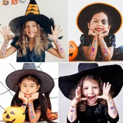 no brand IC Halloween Glitter Barn Säker Tillfällig Tatuering Vattentät Pumpa Spöke Häxa Fladdermus Tatueringsdekal Söt Stil Tjejer Makeup Halloween Kostymfest | Fyndiq><noscript><img width=