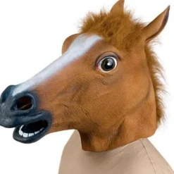 IC Häst Mask Halloween Kostym Party Djurhuvud Latex Mask Häst Brun> Masker