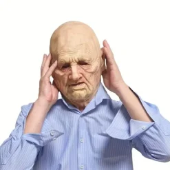 Imitation gammal man farfar farmor latexmask Halloween gammal mans huvud skräck rolig peruk huvudrekvisita><noscript><img width=