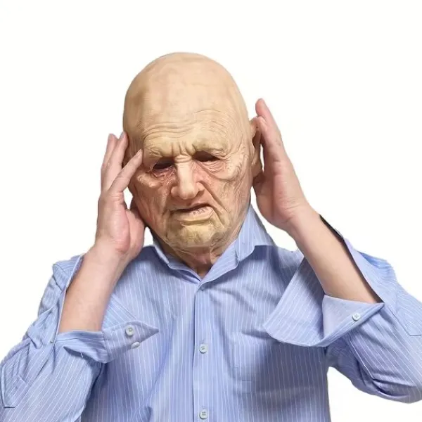 Imitation gammal man farfar farmor latexmask Halloween gammal mans huvud skräck rolig peruk huvudrekvisita> Masker