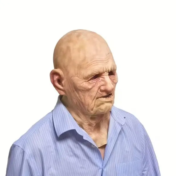 Imitation gammal man farfar farmor latexmask Halloween gammal mans huvud skräck rolig peruk huvudrekvisita> Masker