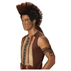 Indiankrigare Peruk Kostymtillbehör Halloween Svart one size> Peruker