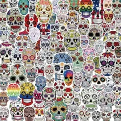 ATELA Inklusive klistermärken för sockerskalle, tillfälliga tatueringar för sockerskalle, för vattenflaska för bärbar dator, vinyldekaler för dator> Smink