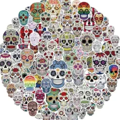 ATELA Inklusive klistermärken för sockerskalle, tillfälliga tatueringar för sockerskalle, för vattenflaska för bärbar dator, vinyldekaler för dator> Smink