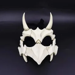ATELA Japanese Half Mask - Tiger Mask,Ye Yaksha Dragon God Tengu Black Tortoise, Resin Skull Skrämmande skräck Ninja Mask Kostymrekvisita（Yaksha）><noscript><img width=