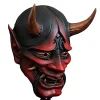 Japansk Samurai Oni Skrämmande latexmask Fest Skräck Evil Demon Monster Bite Rep Full Face Cover Halloween Scen Performance Rekvisita> Masker