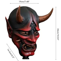 Japansk Samurai Oni Skrämmande latexmask Fest Skräck Evil Demon Monster Bite Rep Full Face Cover Halloween Scen Performance Rekvisita> Masker