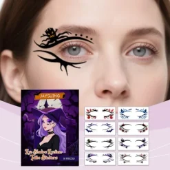 JAYSUING Halloween Ögon Tattoo Dekaler Ögonmakeup Ansiktsdekoration Högtidsfest Temporära Tattoo Dekaler (8 st)> Smink
