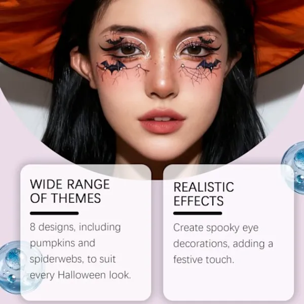 JAYSUING Halloween Ögon Tattoo Dekaler Ögonmakeup Ansiktsdekoration Högtidsfest Temporära Tattoo Dekaler (8 st)> Smink