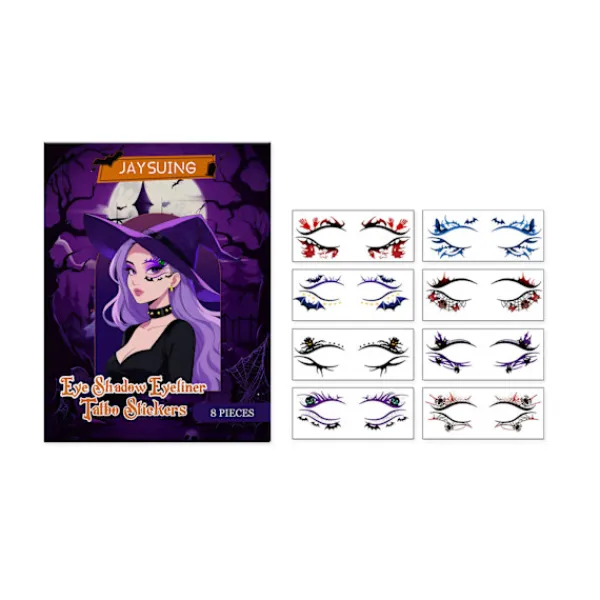 JAYSUING Halloween Ögon Tattoo Dekaler Ögonmakeup Ansiktsdekoration Högtidsfest Temporära Tattoo Dekaler (8 st)> Smink